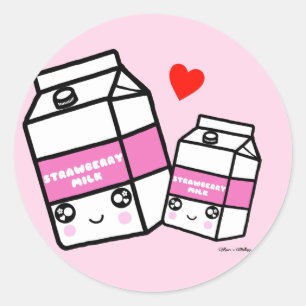 Adesivo Kawaii Strawberry Milk Dairy Foodie BFF Amor