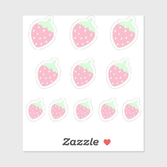 Adesivo Kawaii Strawberry Sticker (Folha)