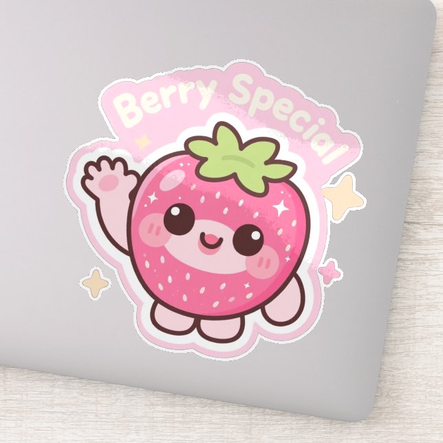 Adesivo Kawaii Strawberry Sticker – Decor for Laptop (Detalhe)