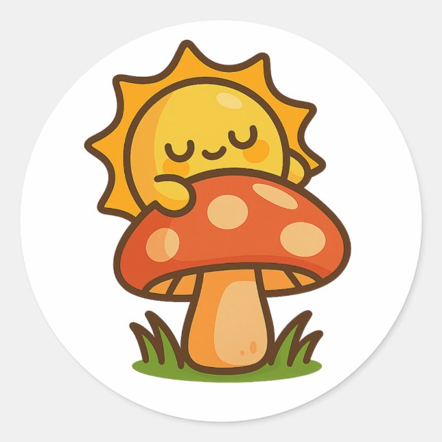 Adesivo Kawaii Sun on Mushroom – Sticker (Frente)