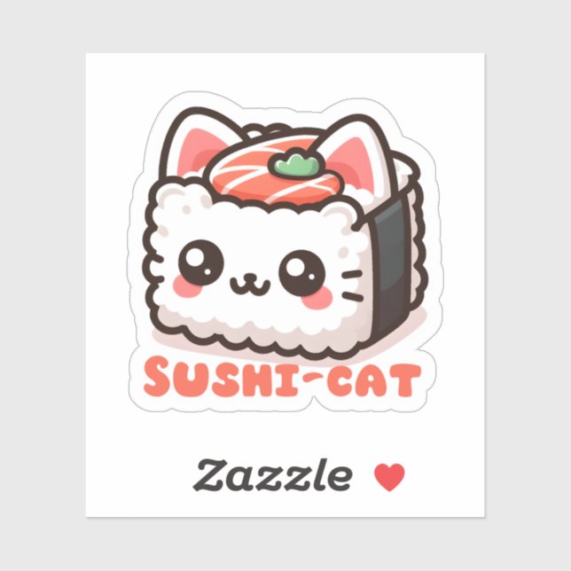 Adesivo Kawaii Sushi-Cat Pun (Folha)