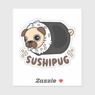 Adesivo Kawaii Sushi Pug Mashup Funny Dog Lover Gift