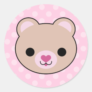 Adesivo Kawaii Teddy Bear Bolinhas Rosa