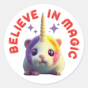 Adesivo Kawaii Unicorn Hamster Acredita No Magic Sticker