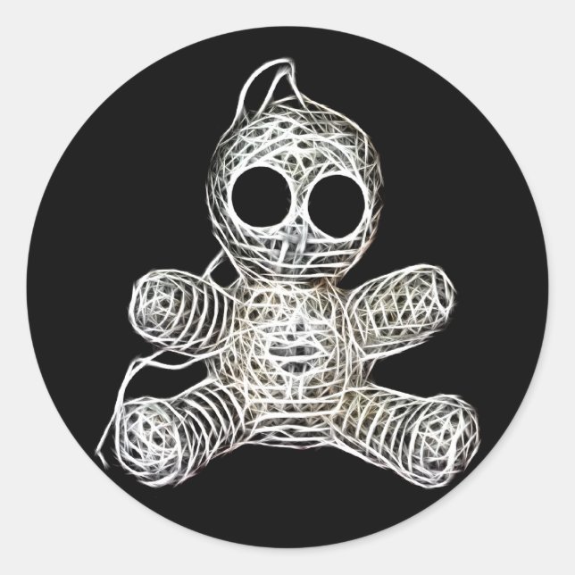 Adesivo Kawaii White Voodoo Doll Funny Magic Toy (Frente)