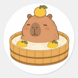 Adesivo Kawaii Yuzu Banho Onsen Capivara Fofa