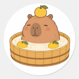 Adesivo Kawaii Yuzu Banho Onsen Capivara Fofa