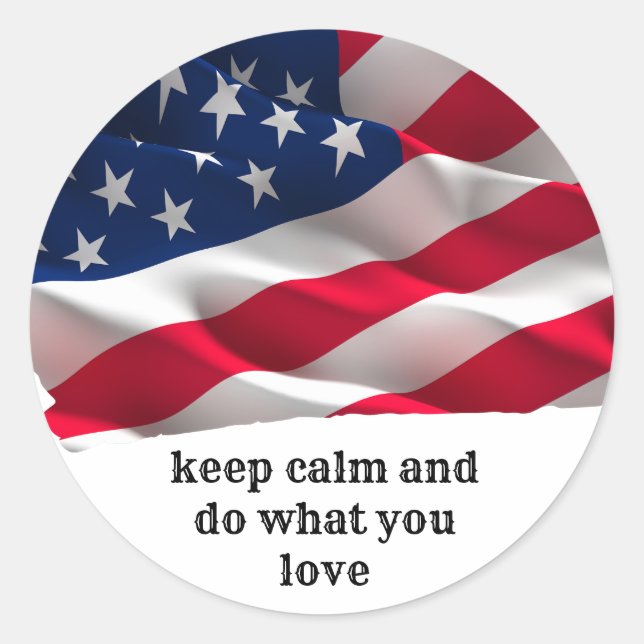 Adesivo keep calm quote and vibrant american flag (Frente)