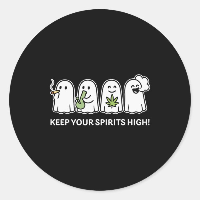 Adesivo Keep Your Srits High Ghost Smoking Weed Halloween  (Frente)