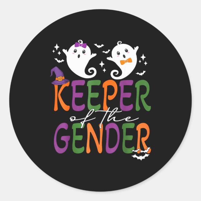 Adesivo Keeper Of The Gender Reveal Halloween Pregnancy An (Frente)
