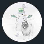 Adesivo Keeshond Christmas Snowman Pinting Art<br><div class="desc">Retrato original de Cachorro Snowman de Natal Keeshond. Especializamo-nos em arte original engraçada e engraçada. Comprar isto para si próprio ou como um presente excelente para os teus amigos de Keeshond. Seja criativo - clique em PERSONALIZAR para adicionar/remover/alterar texto, redimensionar a imagem, alterar as cores ou qualquer outra coisa que...</div>