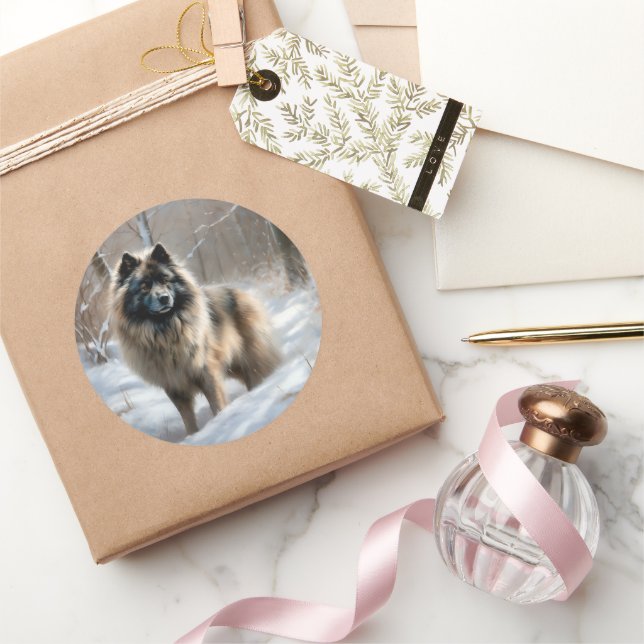 Adesivo Keeshond Deixe Nevar Natal (Presentear)