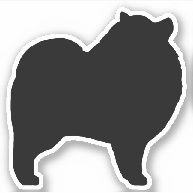 Adesivo Keeshond Dog Silhouette Keesie Vinyl Sticker (Frente)