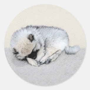 Adesivo Keeshond Dormindo Puppy Pintura Original
