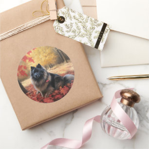 Adesivo Keeshond em Autumn Leaves Cai Inspire
