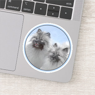 Adesivo Keeshond Pair de Kees pintando Arte Animal Origina