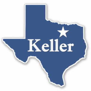 Adesivo Keller, TX Mapa do Texas com Lone Star DFW