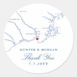Adesivo Kennebunkport Maine Map Marinho Favor do Casamento