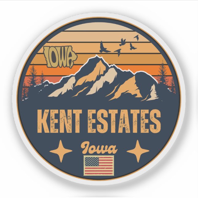 Adesivo Kent Estates, Iowa Ia, Estados Unidos (Frente)
