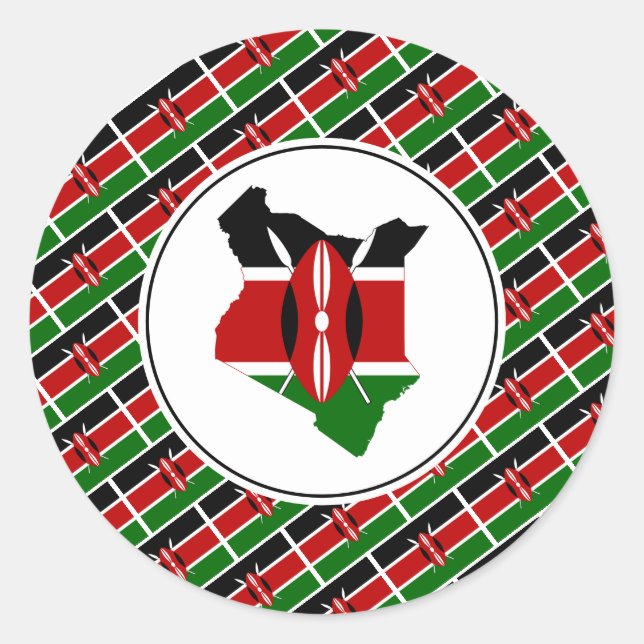 Adesivo KENYA FLAG Kenyan Map Na moda Patriótico (Frente)
