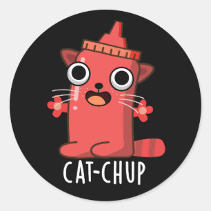 Adesivo Ketchup Engraçado Gato Pun Dark BG