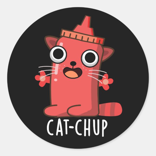 Adesivo Ketchup Engraçado Gato Pun Dark BG (Frente)
