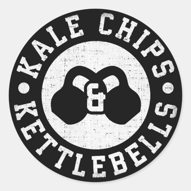 Adesivo Kettlebells e Kale Chips - Engraçado Workout Novel (Frente)