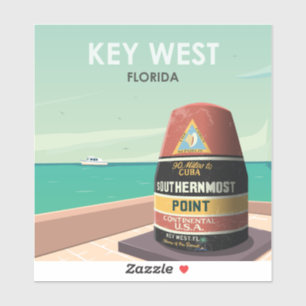 Adesivo Key West Florida Mile Zero Viagens vintage