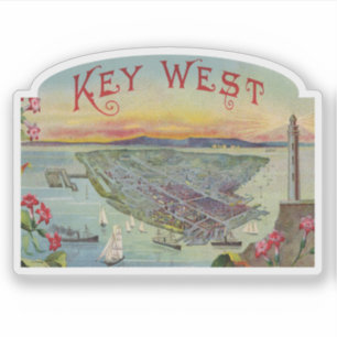 Adesivo Key West Florida Vintage Illustration