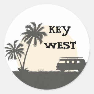 Adesivo Key West Hippy Van e Conselho Surf em Lua