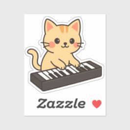 Adesivo Keyboard Cat Cartoon Style