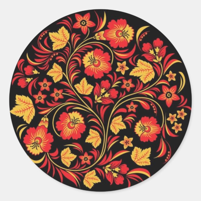 Adesivo Khokhloma (Hohloma) Workshops de arte russos (Frente)