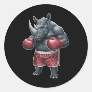 Adesivo Kickboxing Boxe Boxeador Rinoceronte Treino Muay T