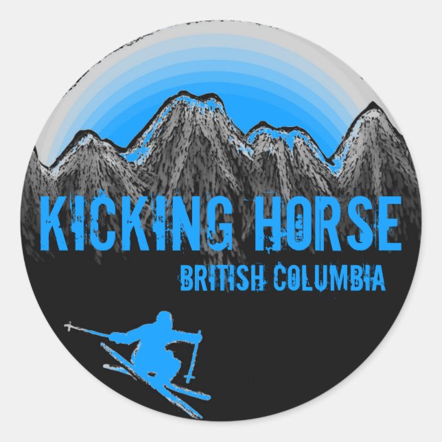 Adesivo Kicking Horse British Columbia Blue ski stickers (Frente)