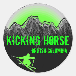Adesivo Kicking Horse British Columbia green ski stickers