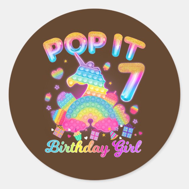 Adesivo Kid Pop It 7 Birthday Girl 7 anos (Frente)