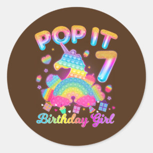 Adesivo Kid Pop It 7 Birthday Girl 7 anos