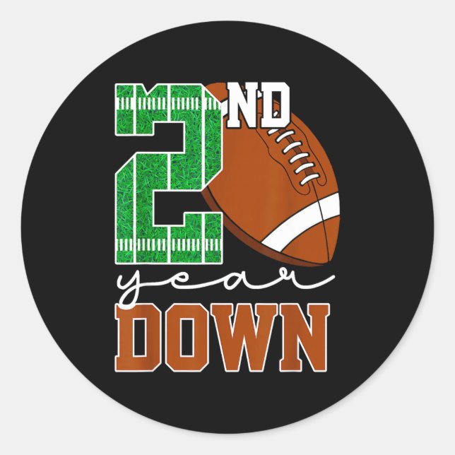 Adesivo Kids 2nd Year Down Football Birthday Boy Party 2 Y (Frente)