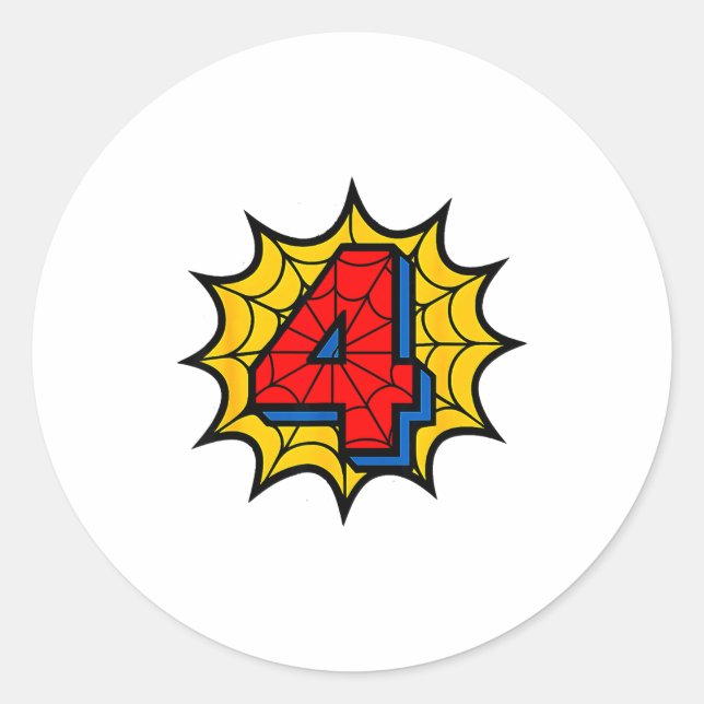 Adesivo Kids 4th Birthday Sder Theme Party 4 Year Old Boys (Frente)