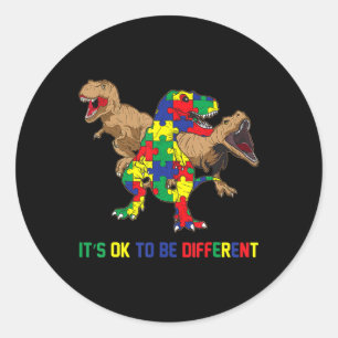 Adesivo Kids Autism Awareness Ribbon T-Rex Dino Dinosaur B