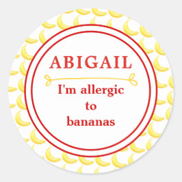 Adesivo Kids Banana Allergy Alert Classer Round Sticker