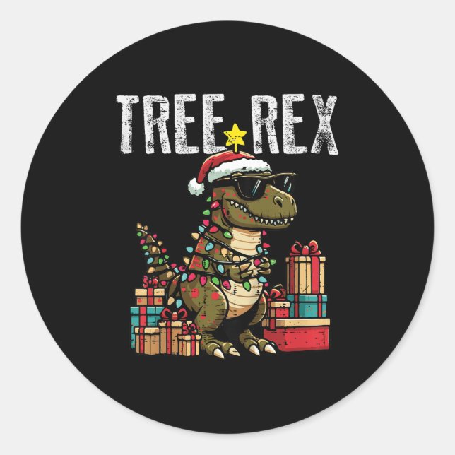 Adesivo Kids Christmas Dinosaur Tree Rex Xmas Trex Toddler (Frente)