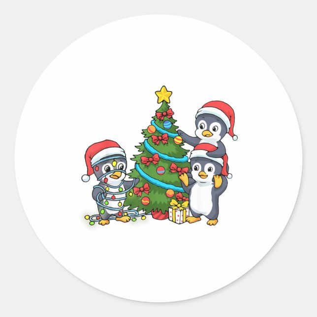 Adesivo Kids Christmas Penguin Christmas Tree Lights Baubl (Frente)