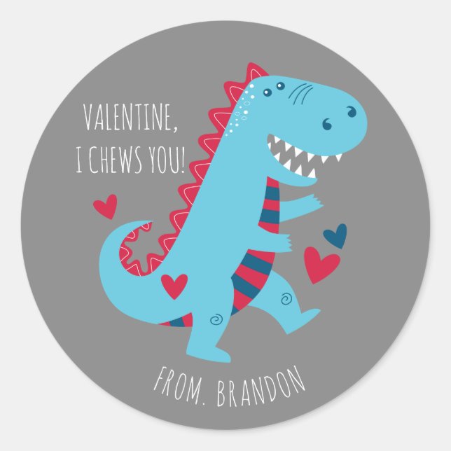 Adesivo Kids Classroom Dinosaur Valentines Day (Frente)