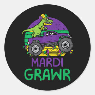 Adesivo Kids Dino Monster Truck Mardi Grawr Mardi Gras Tod