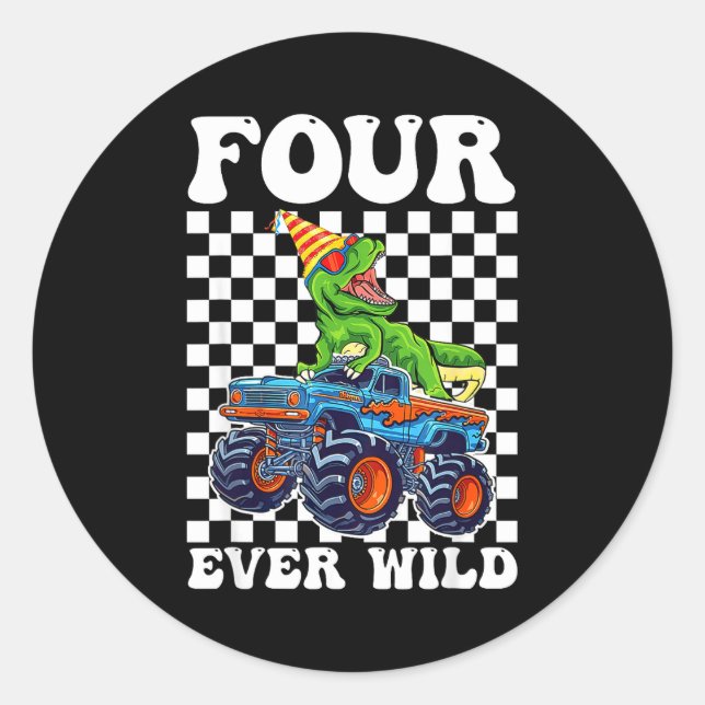 Adesivo Kids Four Ever Wild Dinosaur Monster Truck 4th Bir (Frente)