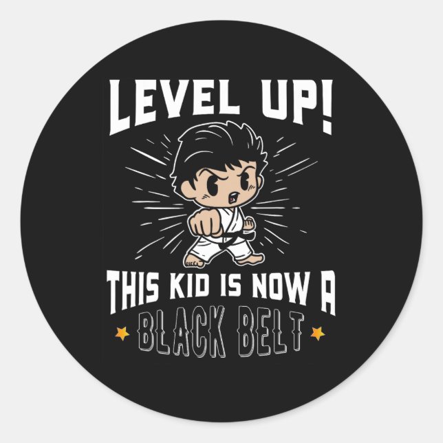 Adesivo Kids Karate Uniform Black Belt Award T Shirt Gifts (Frente)