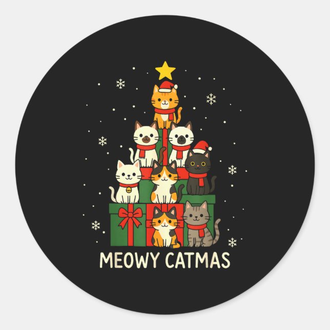 Adesivo Kids Men Women Meowy Catmas Funny Christmas Cats C (Frente)