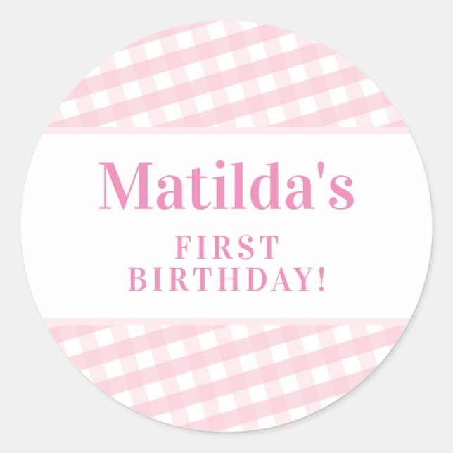 Adesivo KIDS PARTITY vintage padrão gingham (Frente)