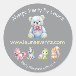 Adesivo Kids Party Planner Pastel Teddy Bear Logotipo QR